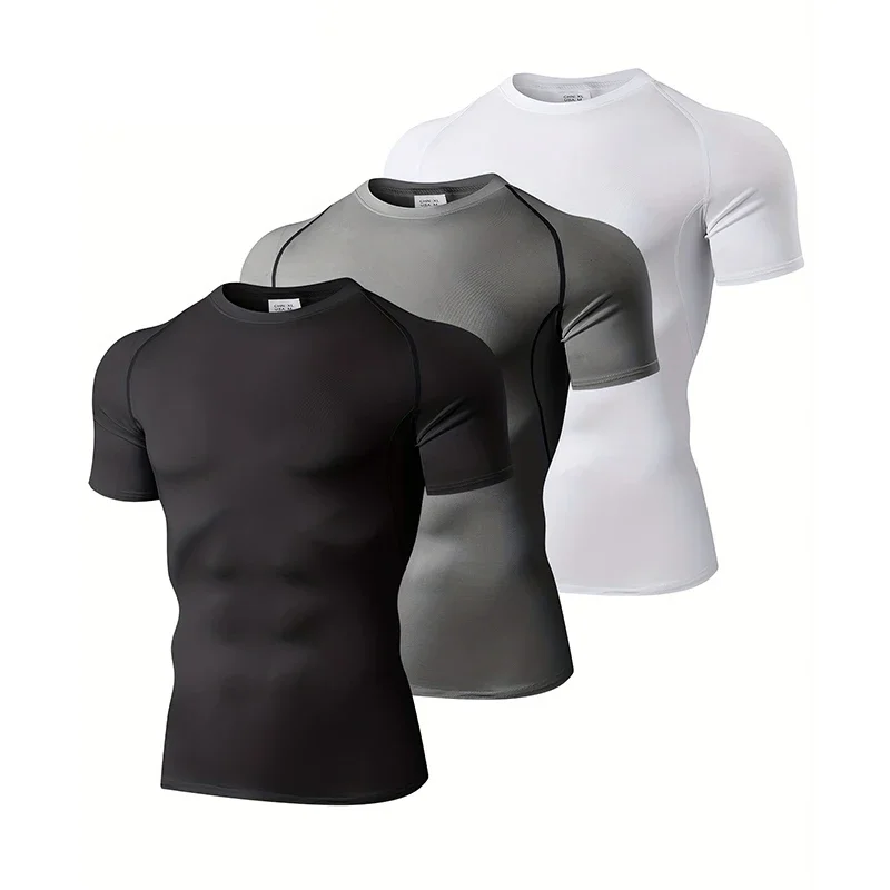 T Shirt Tight Fit - 1/3 Pack Mens Compression Clothing Summer